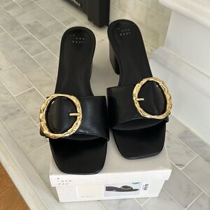 Black dressy slip in sandal style shoe size 91/2